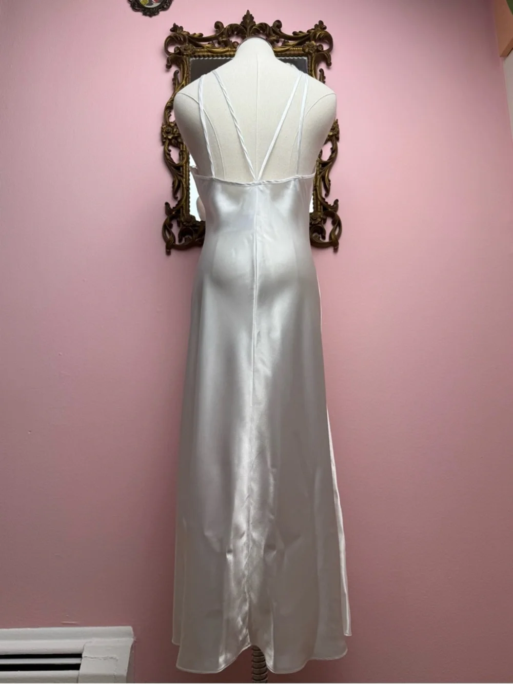y2k Vintage White Rosette Double Strap Princess Nightgown Lingerie Dress Medium - Picture 5 of 10